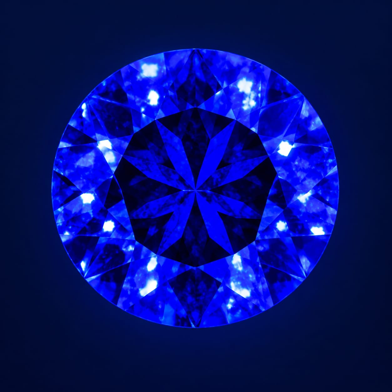 Ultraviolet illumination revealing gemstone fluorescence patterns
